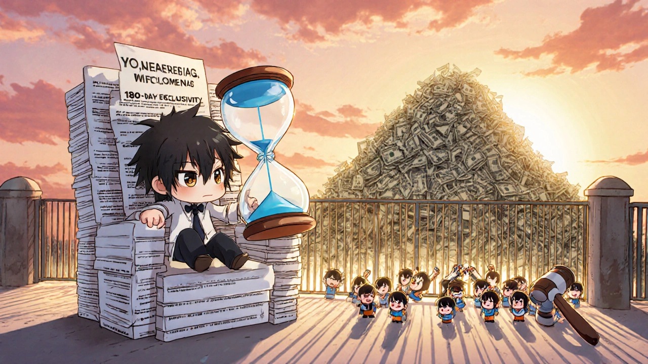 One generic company hoards exclusivity while others are locked out, dollar bills pile up.