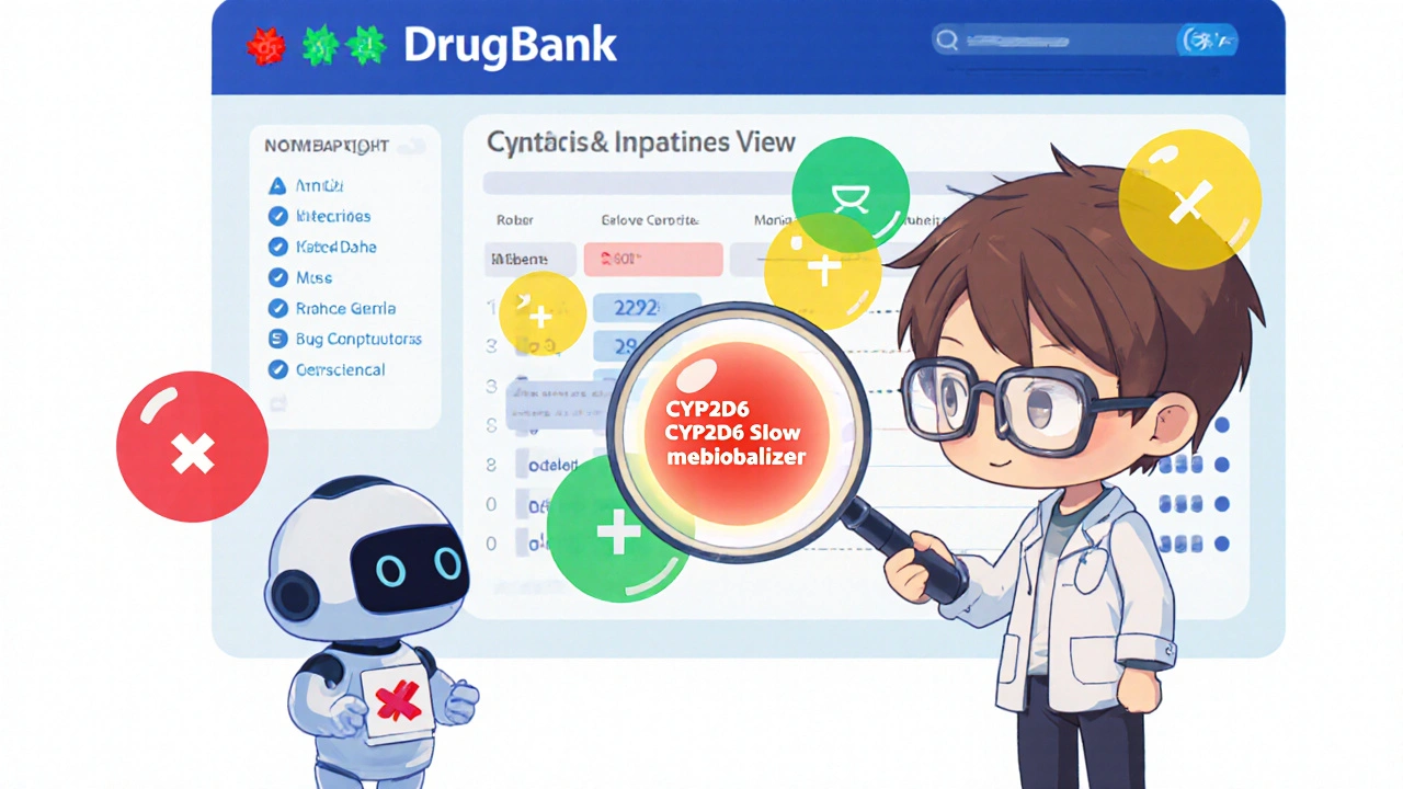 Person exploring color-coded drug interaction bubbles in simplified interface.