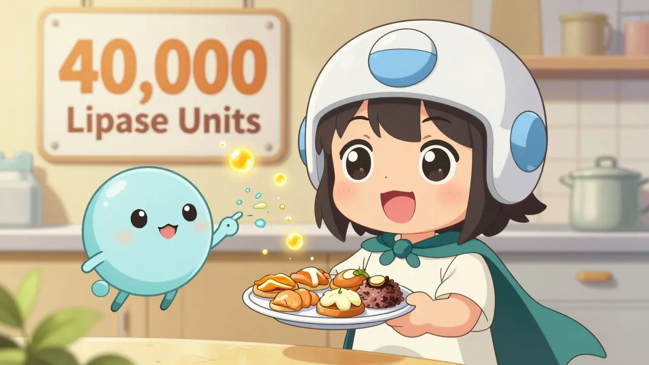 Chibi patient eating small low-fat meals with enzyme sprite helping digestion
