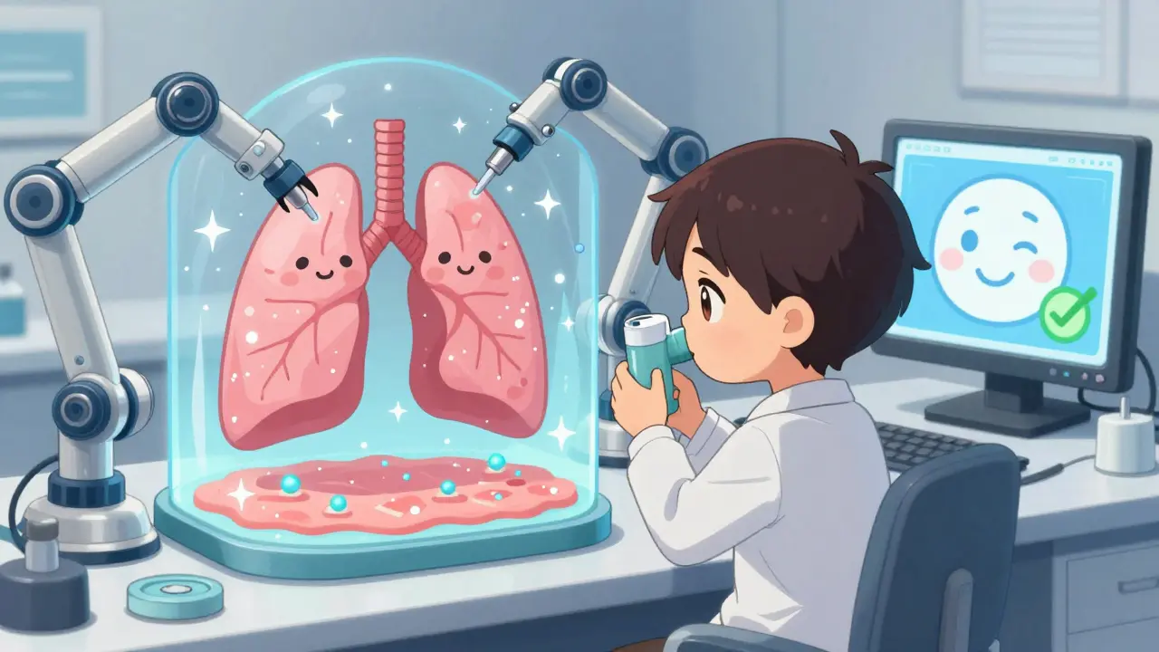 Cute lab robots using Dissolvit system to test inhalers without humans